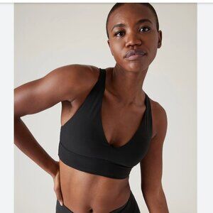 Athleta Transcend Plunge Bra A-C Light Support, Black, Size L